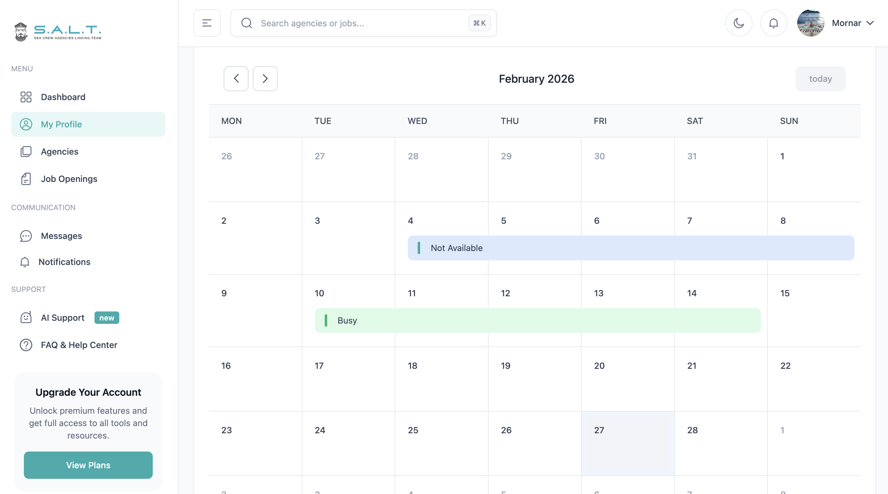 Availability Calendar